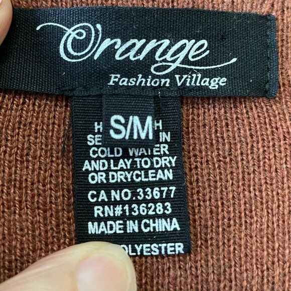 Orange Fashion Village Open Front Knit Cardigan Shawl Collar Cinnamon Sz S/M - Picture 8 of 10